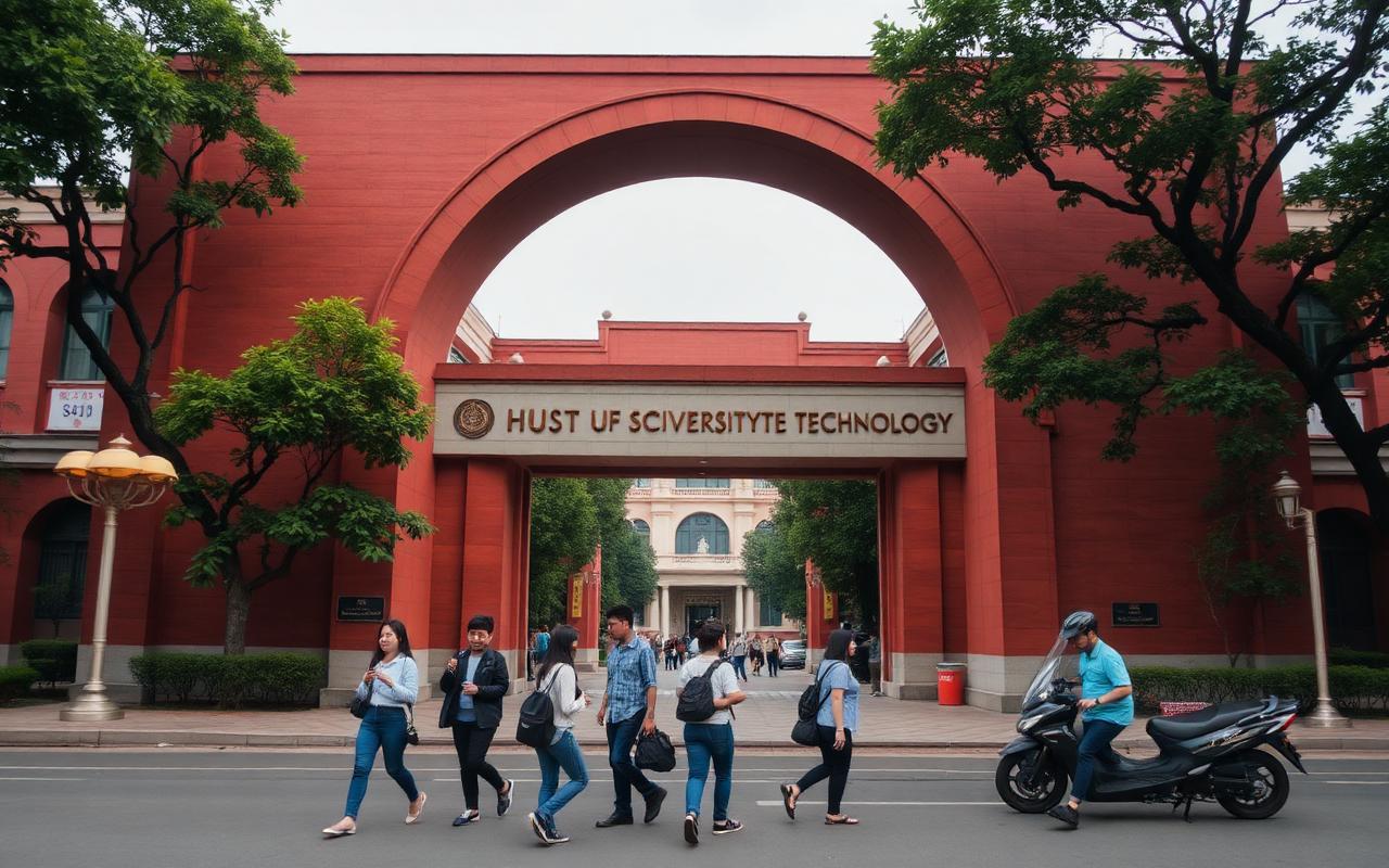HUST iconic Cổng Parabol (Parabola Gate) on Tran Dai Nghia street, Hanoi