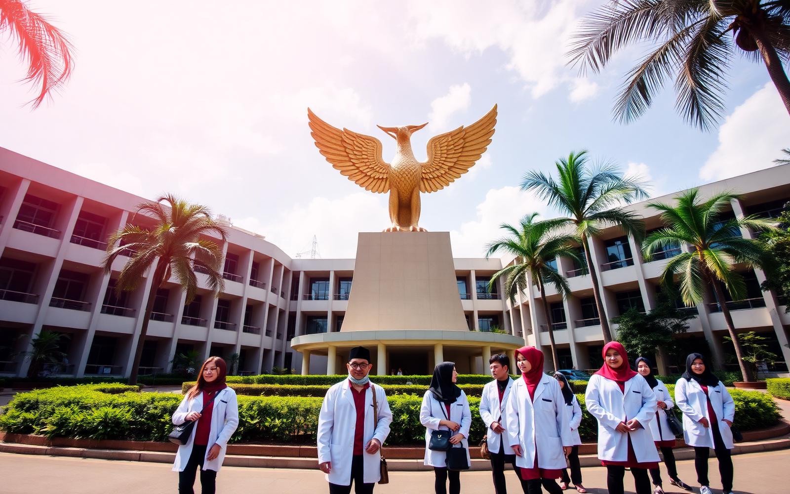 Universitas Airlangga Kampus C with the iconic Garuda Mukti statue in Surabaya