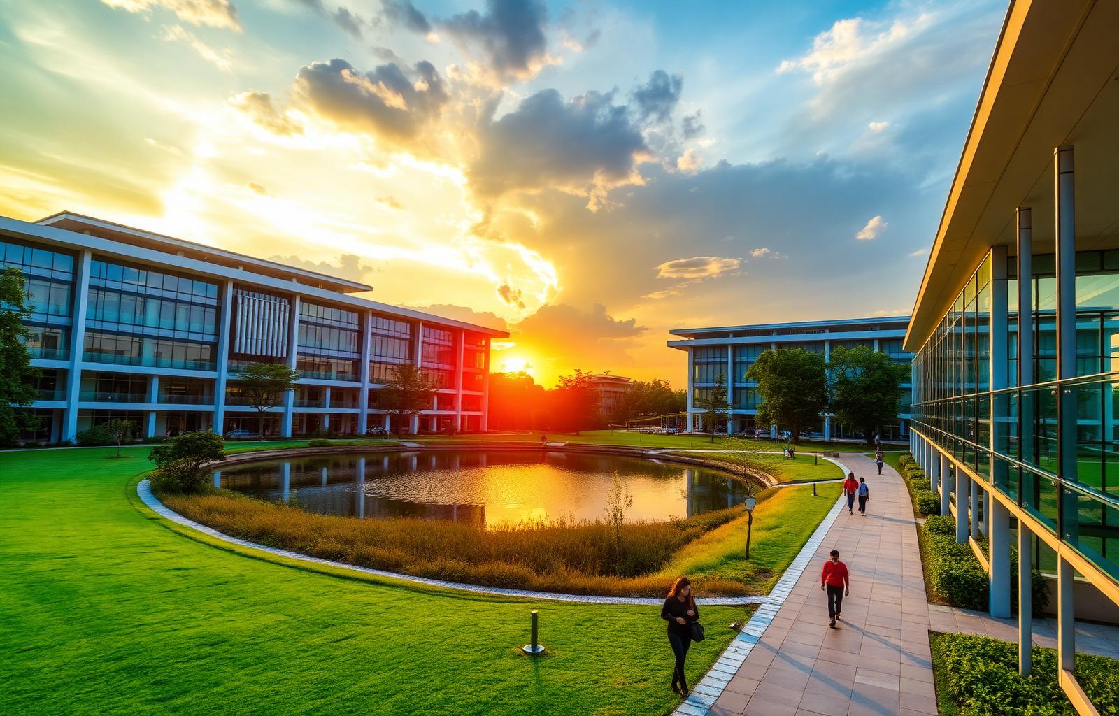 Universiti Teknologi Malaysia Dataran UTM and Tasik Ilmu lake in Skudai, Johor